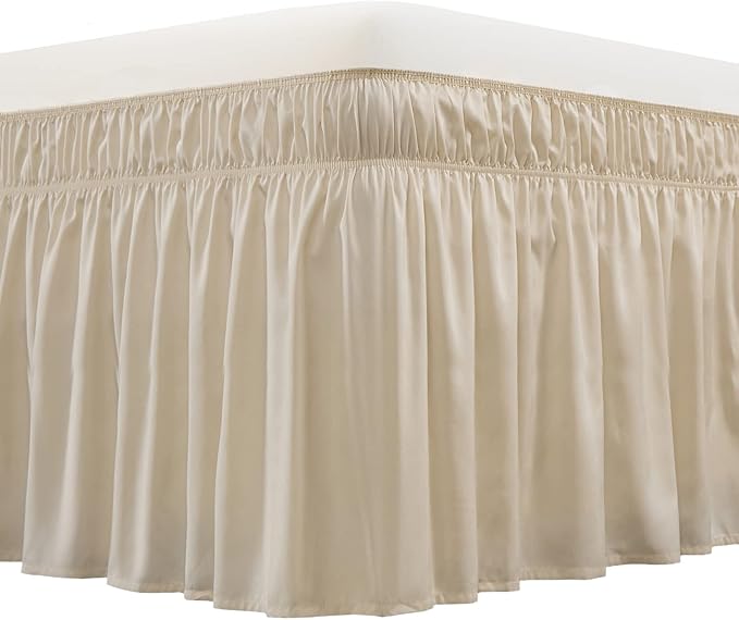 MEILA Wrap Around Bed Skirt Three Fabric Sides Elastic Dust Ruffled 18 Inch by MEILA