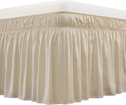 MEILA Wrap Around Bed Skirt Three Fabric Sides Elastic Dust Ruffled 18 Inch by MEILA