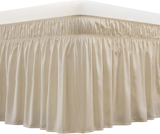 MEILA Wrap Around Bed Skirt Three Fabric Sides Elastic Dust Ruffled 24 Inch by MEILA