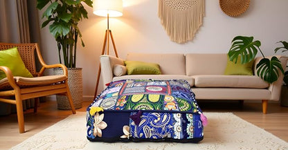 CRAFT KALA Indian Square Patchwork Traditional Pouf Cover Indian Living Room - Image 2
