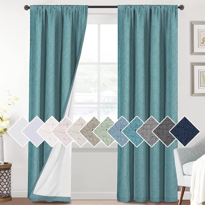 H.VERSAILTEX Linen Look 100% Blackout Curtains 84 Inches Long by HVERSAILTEX