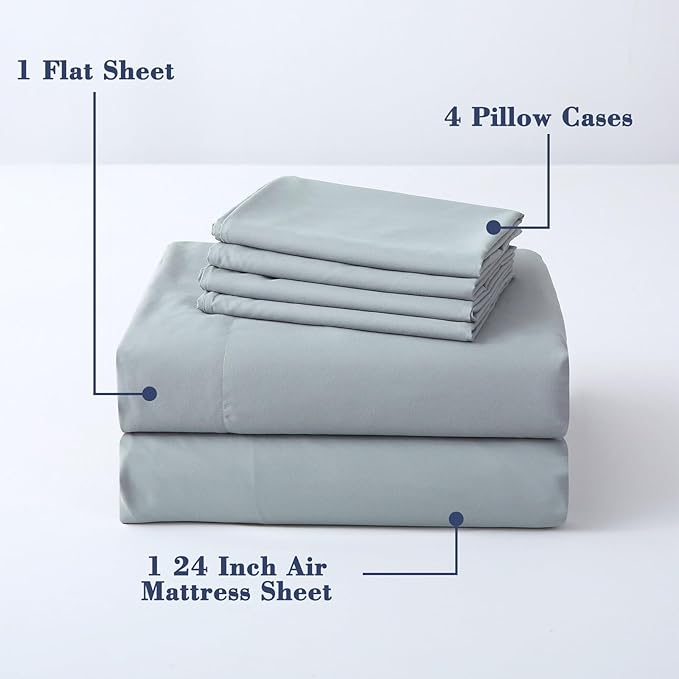 Air Mattress Sheet Set for 16-24 Inch Air Beds Queen Size, Deep Pocket Fitted - Image 2