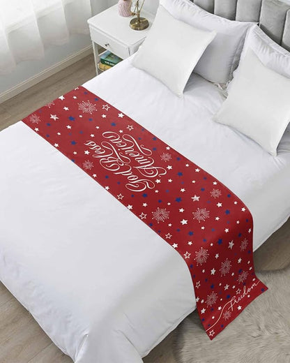 Independence Day Blue White Star Bed Runners by ZFUNCING