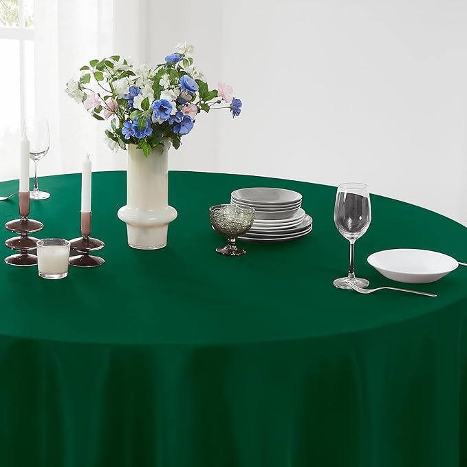 Round Tablecloth 132 Inch 6 Pack Dark Green Tablecloths Washable Decorative - Image 5