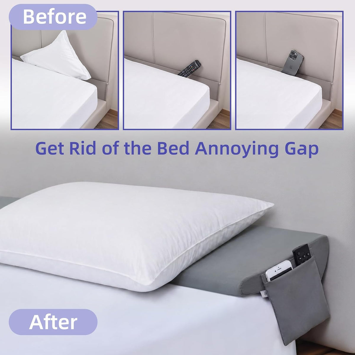 vekkia king bed wedge pillow for headboard,bed gap showing dimensions