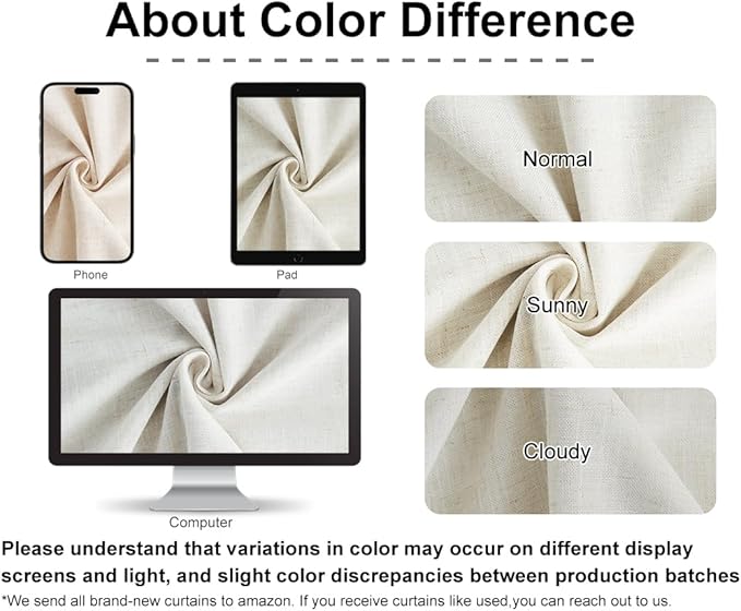 Vision Home Natural Pinch Pleated Full Blackout Curtains Linen Blended Room - Image 9