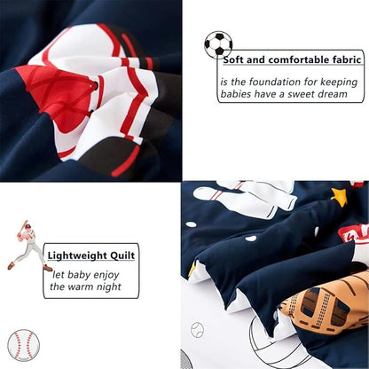 PERFEMET Sports Bedding Set Twin Size 4 Pcs Reversible Ball Sport Theme - Image 6