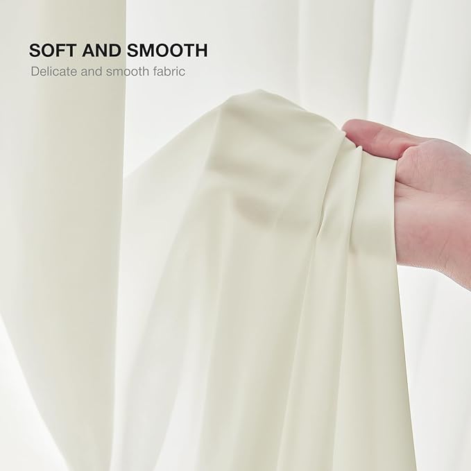 Anmao Non-See-Through Cream Privacy Semi Sheer Curtains - Image 8