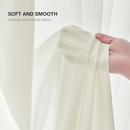 Anmao Non-See-Through Cream Privacy Semi Sheer Curtains - Image 8