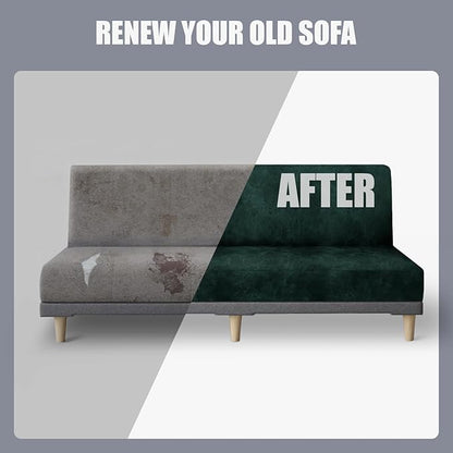 molasofa Leather Like Stretch Futon Slipcover Armless Futon Bed Sofa Cover - Image 6
