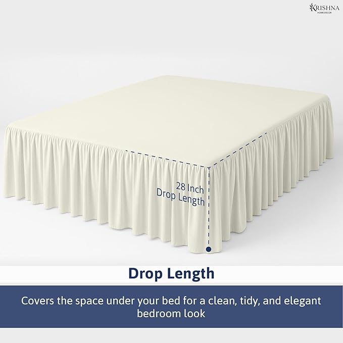 KRISHNA Ruffled Bed Skirt with Split Corners Queen, 100% Microfiber Hotel - Image 4