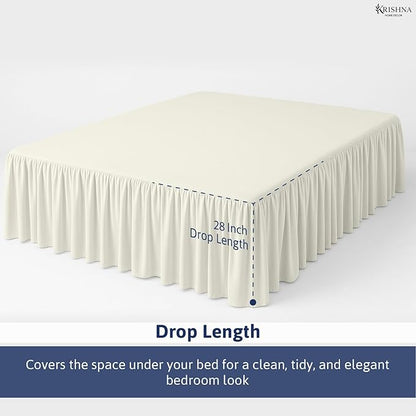 KRISHNA Ruffled Bed Skirt with Split Corners Queen, 100% Microfiber Hotel - Image 4