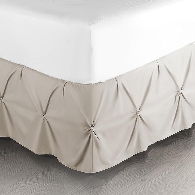 Nestl Linen Bed Skirt Full Size, Pinch Pleat Full Bed Skirt, Hotel Quality by Nestl