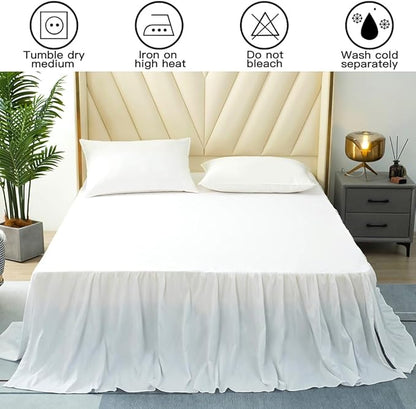 White Bed Skirt Queen Size Ruffled Bed Skirt - Image 6
