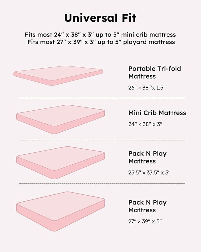 Pack and Play Sheets Fitted, Mini Crib Sheets 2-Pack - Image 5