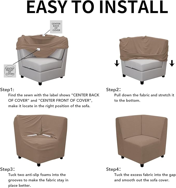 Easy-Going Stretch Sectional Corner Sofa Slipcover 1-Piece Couch Sofa Cover - Image 5