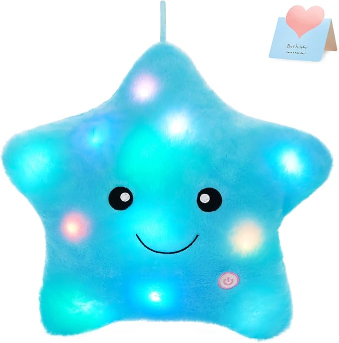 WEWILL 13'' Creative Twinkle Star Light up Night LED Plush Pillows Stuffed by WEWILL