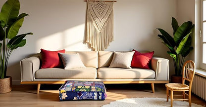 CRAFT KALA Indian Square Patchwork Traditional Pouf Cover Indian Living Room - Image 7