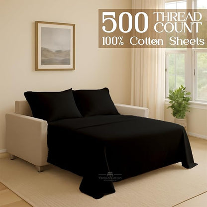 Sleeper Sofa 4 Piece Bed Sheet Set Premium Quality 100% Cotton 500 Thread Count - Image 2