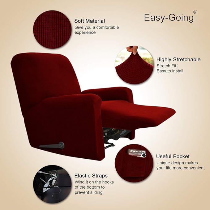 Easy-Going Recliner Stretch Sofa Slipcover Sofa Cover 4-Pieces Furniture - Image 3