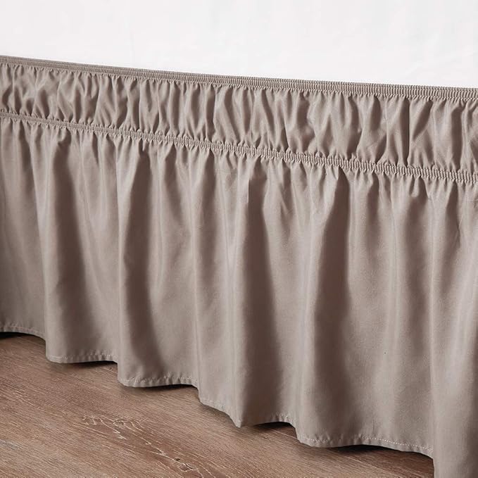 MEILA Wrap Around Bed Skirt Three Fabric Sides Elastic Dust Ruffled 24 Inch - Image 3
