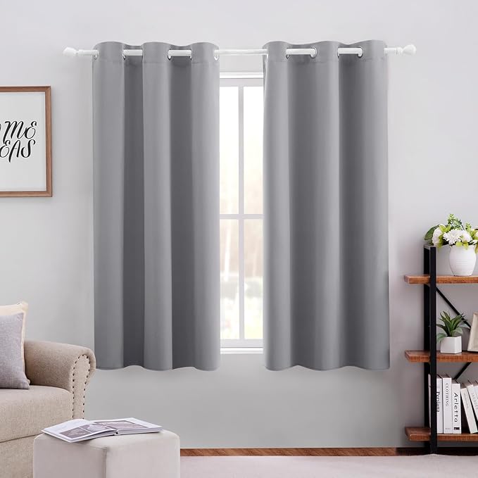 HOMEIDEAS Light Grey Blackout Curtains 42 X 63 Inch Length Set of 2 Panels Room by HOMEIDEAS
