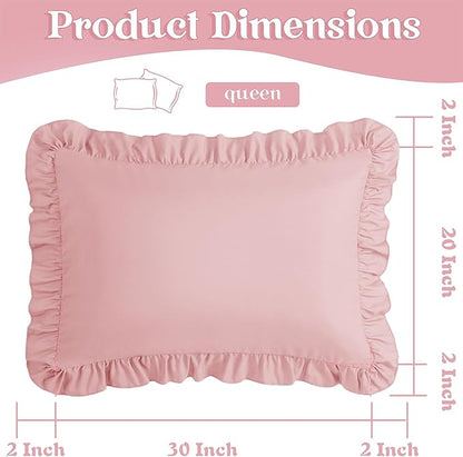 KKJIAF Ruffle Pillow Cases Queen Size Set of 2, Ruffled Pillow Covers - Image 3