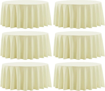 Round Tablecloth 120 Inch Tablecloth 6 Pack Ivory Table Cloths Washable by AOCOZHomeLifeMuseum