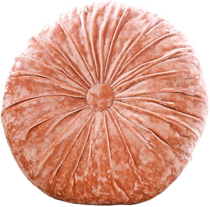 S_SSOY Round Throw Pillow for Couch Pumpkin Velvet Decorative Small Floor by S_SSOY