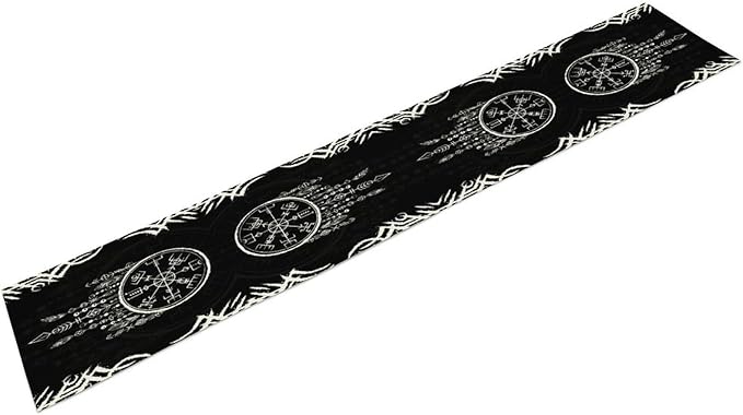 Viking Table Runner, Nordic Ancient Mythical Runes Print Table Runner - Image 8