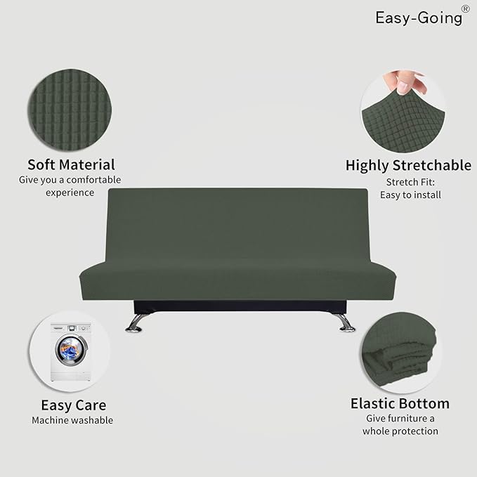 Easy-Going Stretch Futon Slipcover Armless Futon Bed Cover Furniture Protector - Image 3