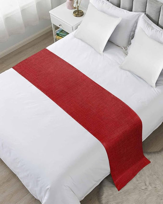 Farmhouse Red Linen Bottom Bed Runners by ZFUNCING
