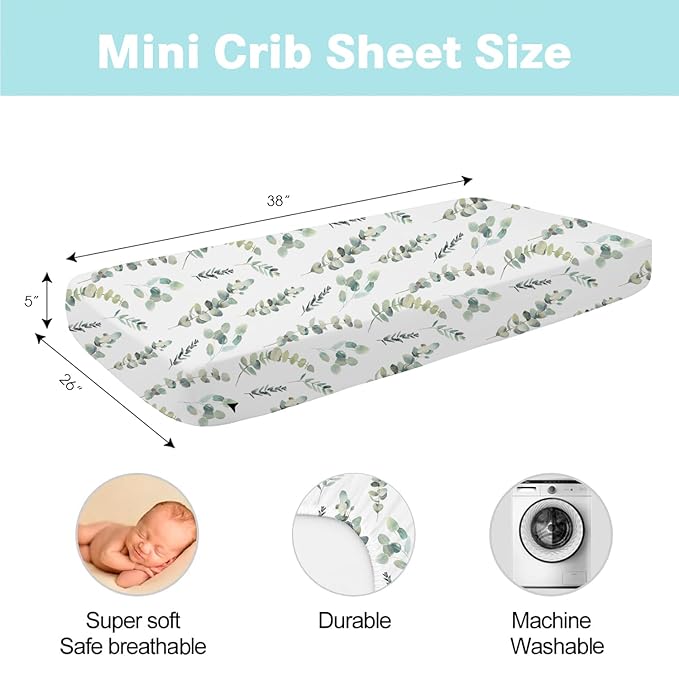 Bimocosy Pack and Play Sheets Fitted 4 Pack, 38 x 26 Inch Pack n Play Mini Crib - Image 2