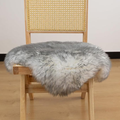 LLB Sheepskin Chair Cushion Non-Slip Back Square Genuine Fur Chair Cover Silky - Image 2