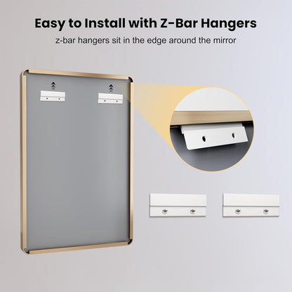 loaao 22"x30" gold bathroom mirror, package contents