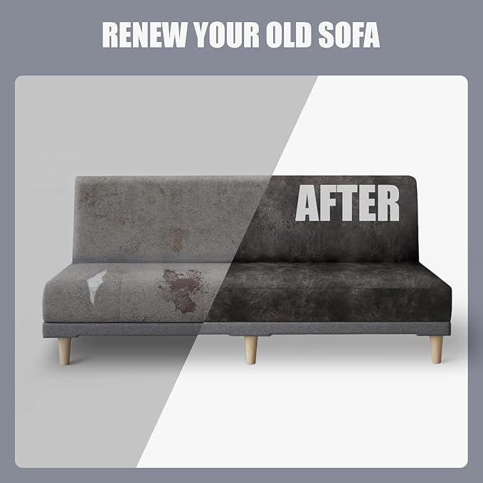molasofa Leather Like Stretch Futon Slipcover Armless Futon Bed Sofa Cover - Image 6