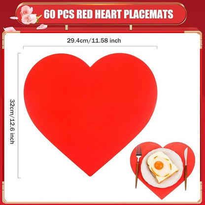 FOBSME 60 Pack Valentine's Paper Placemats Red Heart Placemats Disposable Love - Image 2
