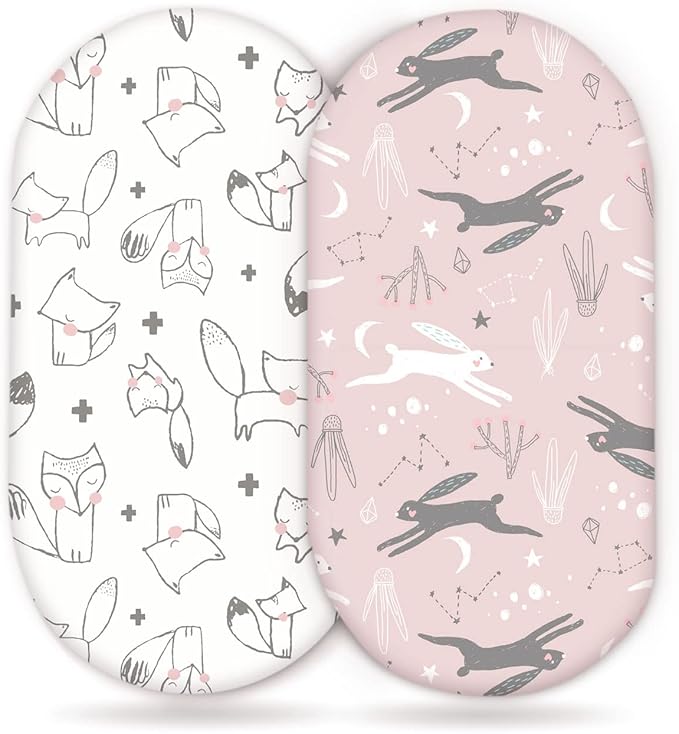 GRSSDER Stretchy Ultra Soft Fitted Bassinet Sheet Set 2 Pack, Universal Fit by BUYNOW