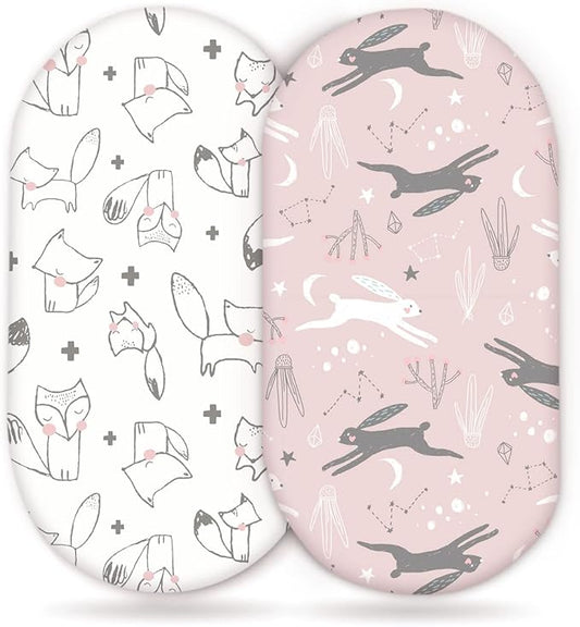 GRSSDER Stretchy Ultra Soft Fitted Bassinet Sheet Set 2 Pack, Universal Fit by BUYNOW