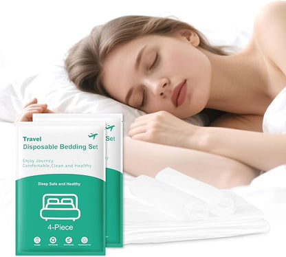 Disposable Bed Sheets 2-Pack | 8-Piece Set Hotel & Travel Essentials Portable & by HDFCLUP