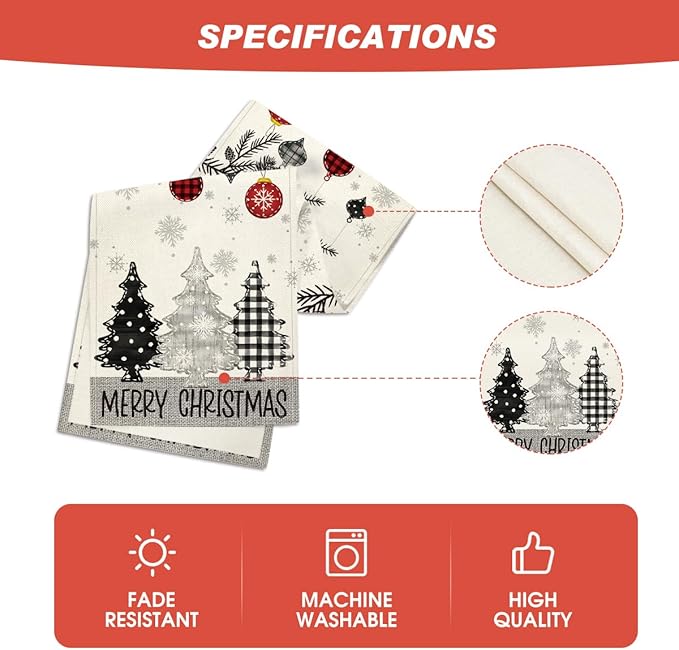 Artoid Mode Grey Pine Trees Snowflake Merry Christmas Table Runner, Winter Xmas - Image 6
