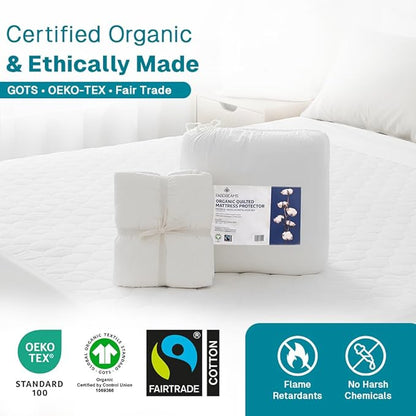FABDREAMS Organic Quilted Mattress Protector Twin XL Size | Mattress Pad| - Image 7