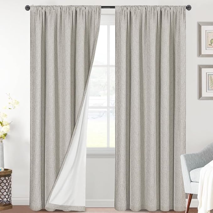 H.VERSAILTEX Linen Look 100% Blackout Curtains 95 Inches Long by HVERSAILTEX