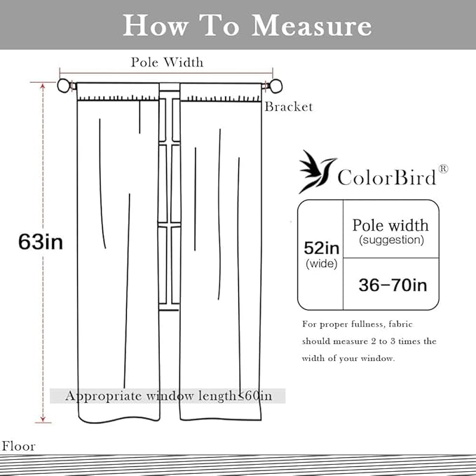 ColorBird White Curtains Boho Drapes 63 Inch Length - Image 6