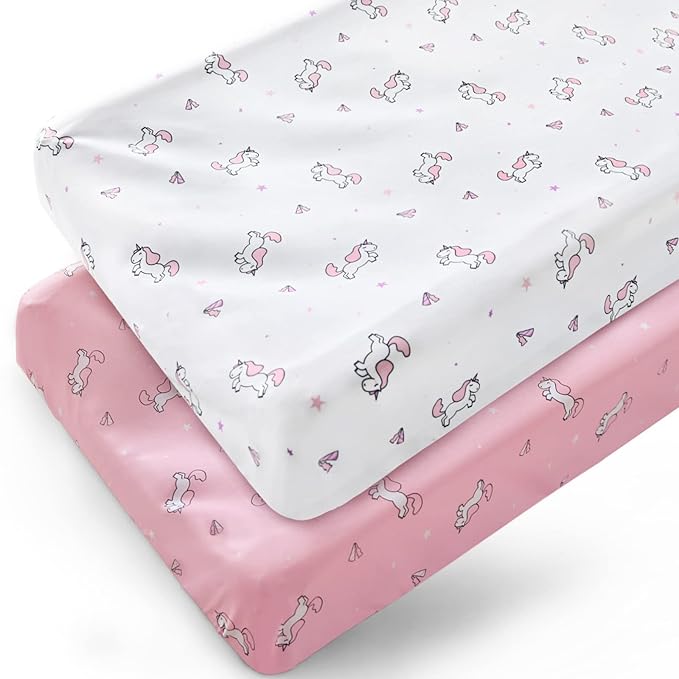 Changing Pad Cover for Girls 2 Pack, Comfy & Breathable Changing Table Cover by SpringspiritBedding