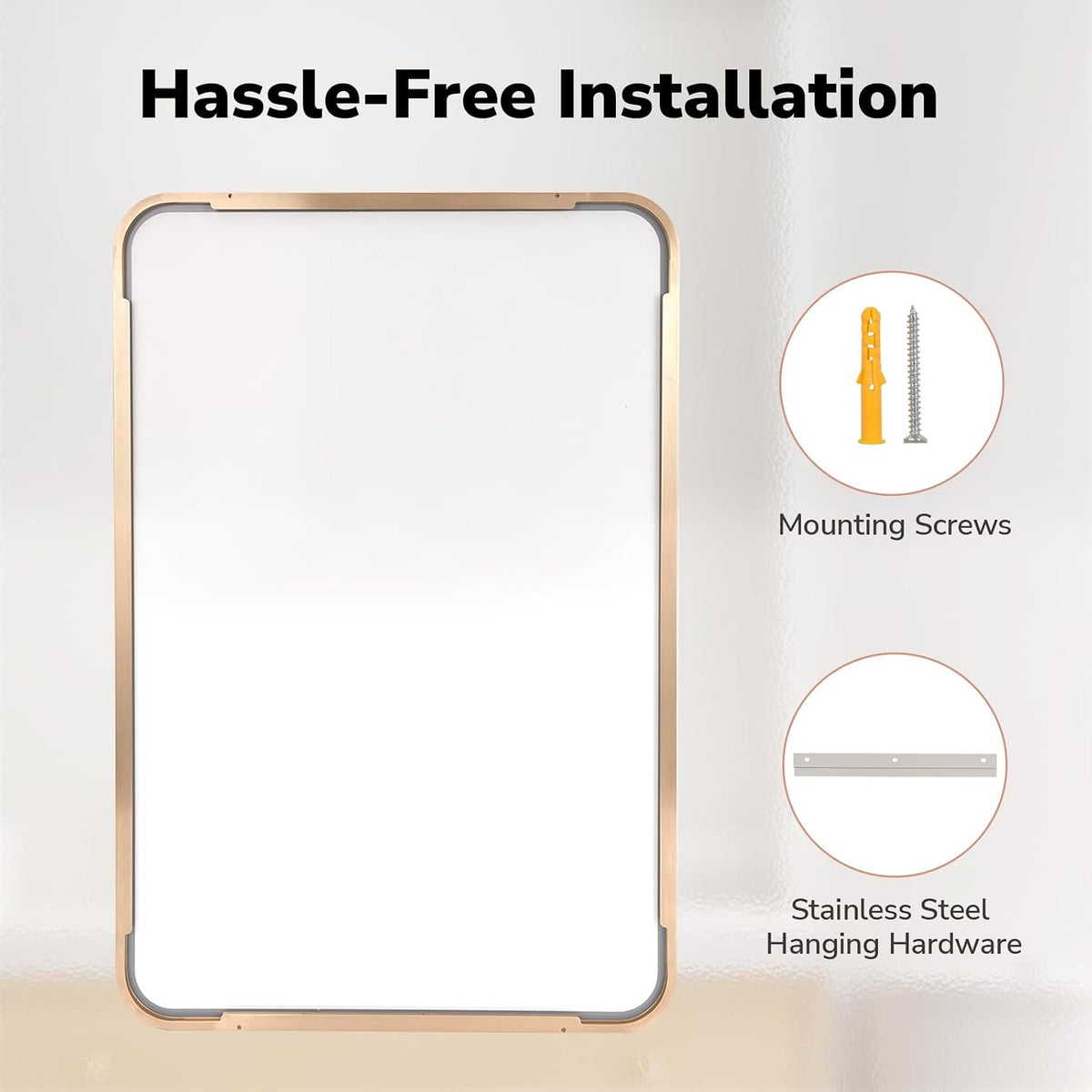 ushower gold bathroom mirrors for over sink 24"x36", package contents