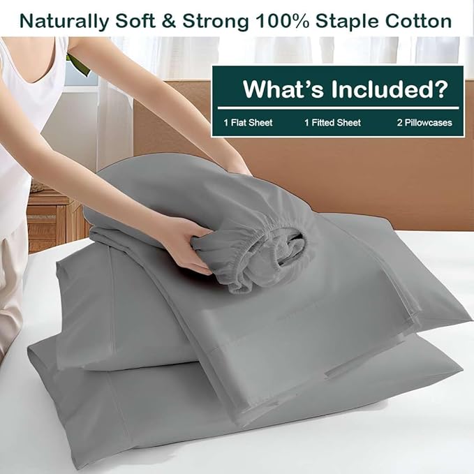 NON Sticky cotton Queen Size Sleeper Sofa Sheets, 4 Piece Egyptian Cotton Bed - Image 3