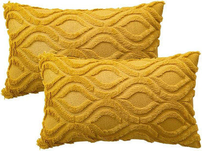 MIULEE Mustard Yellow Fall Throw Pillow Covers 12x20 Inch, Soft Plush Faux Wool - Image 6