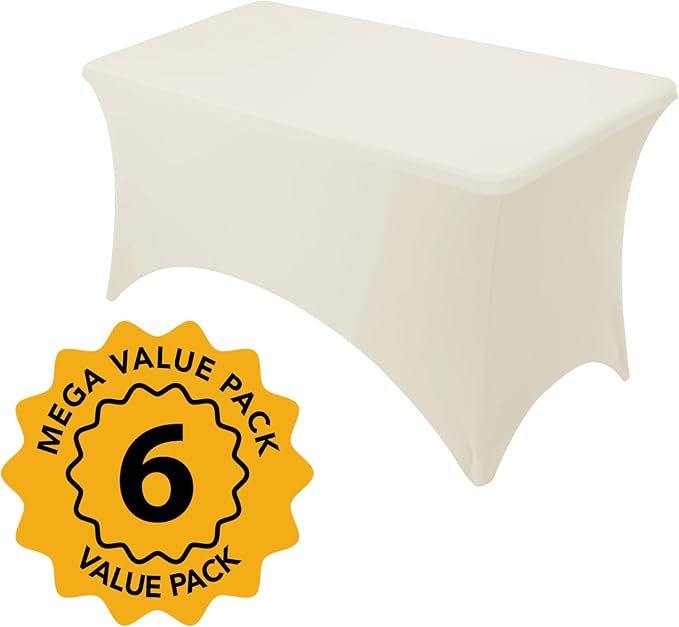 6-Pack Premium Cream Spandex Tablecloths - Image 2