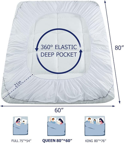 Marine Moon Mattress Topper Queen, Cooling Plush Bed Thick Pillow Top Pad - Image 6